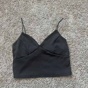 Timing Black V-Neck Spaghetti Strap Crop Camisole